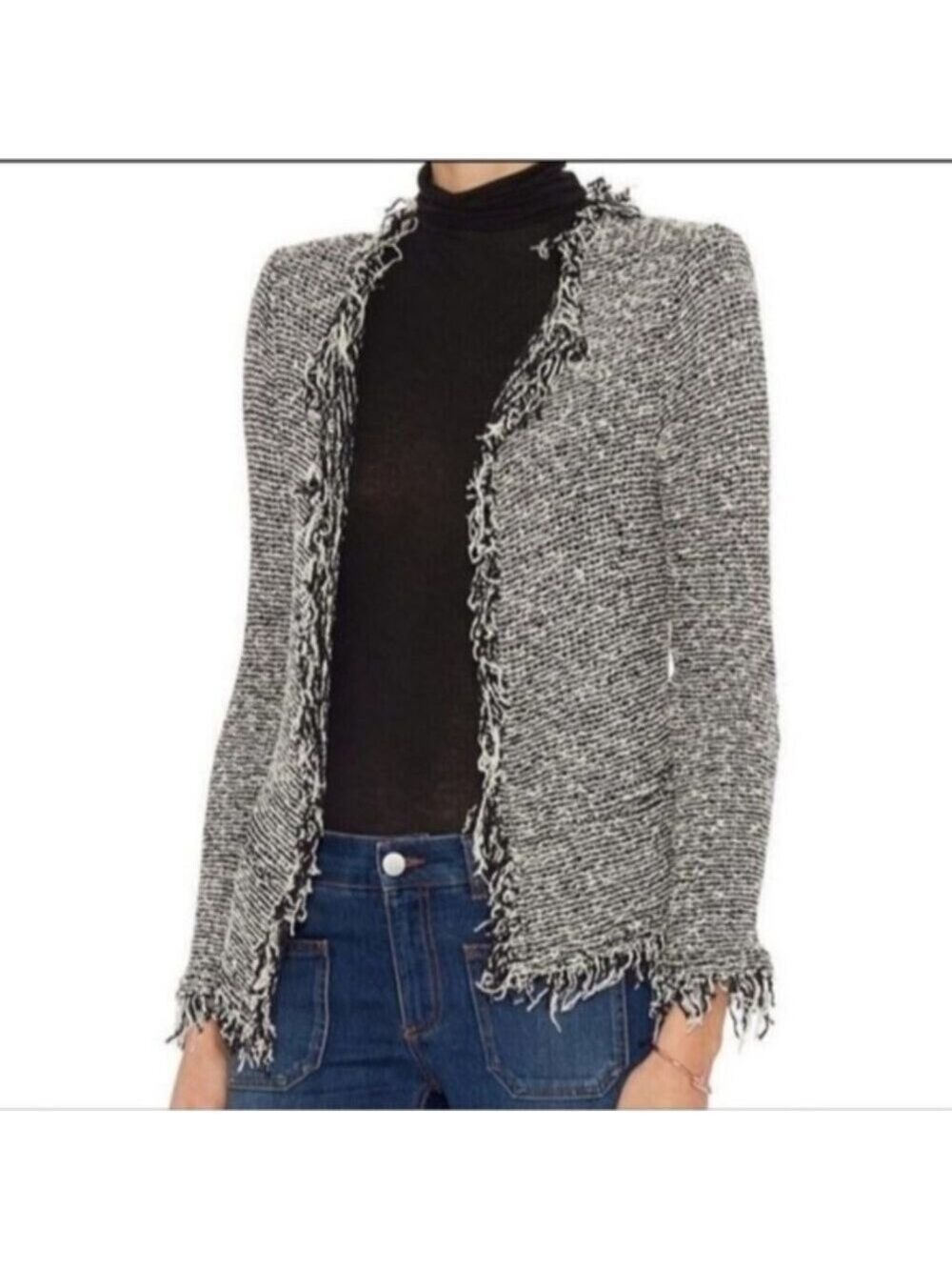 IRO | Shavani fringed tweed jacket Gray Sz 8